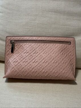 henri bendel Blush Quilted Logo-Embossed Clutch